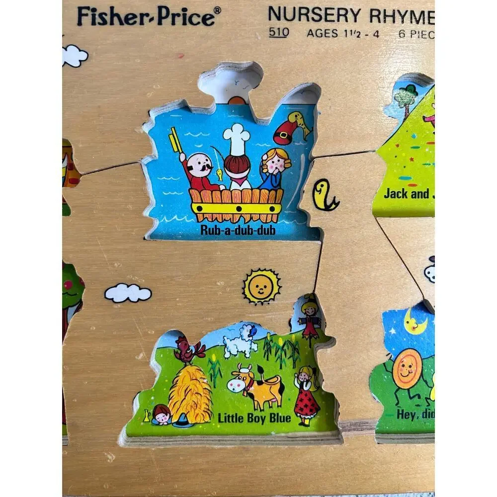 FISHER PRICE Vintage Nursery Rhymes Wooden Peg Puzzle